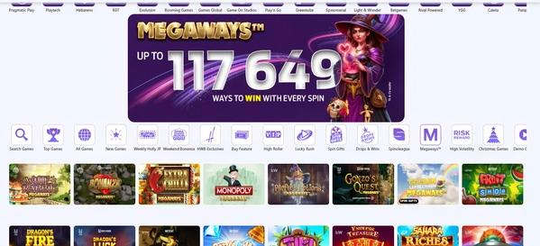 Hollywoodbets online casino with Mega Mays up to 117,649 ways to win, slot games, and promotions.